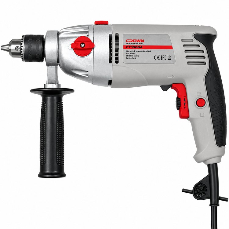 دریل چکشی گیربکسی کرون CROWN مدل CT10034 توان 1050 وات سهنظام 13 میلیمتر
